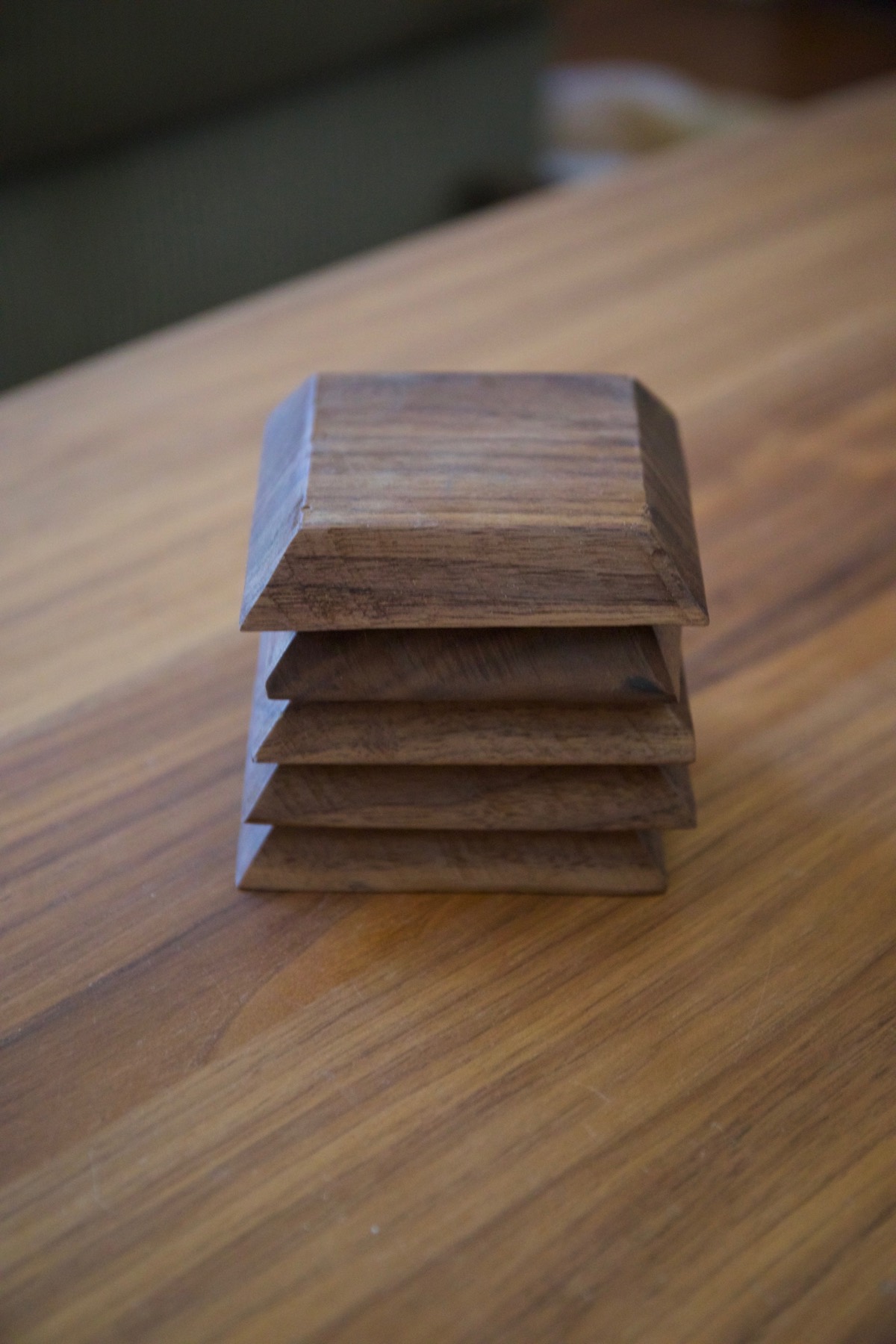 Stack of handmade black walnut coasters