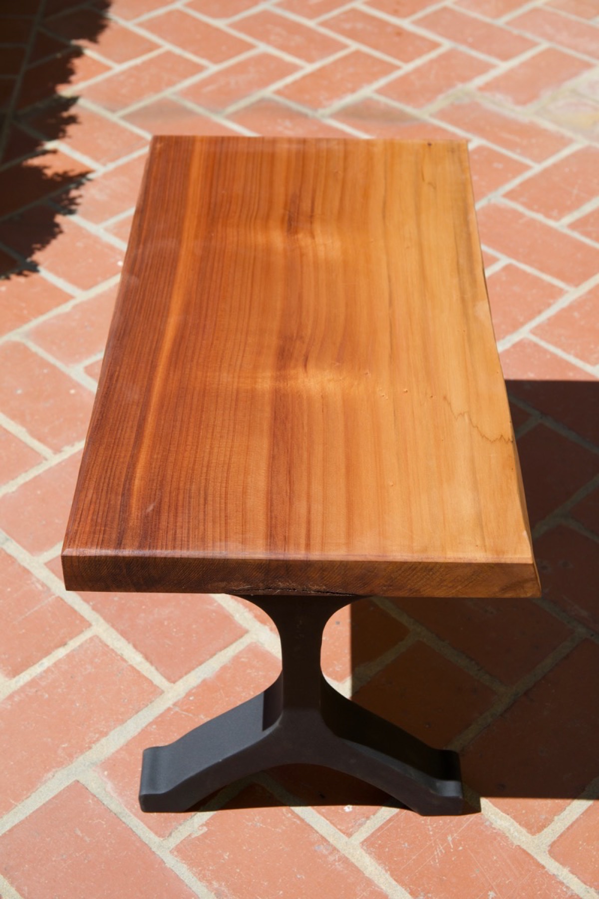 Handcrafted redwood coffee table